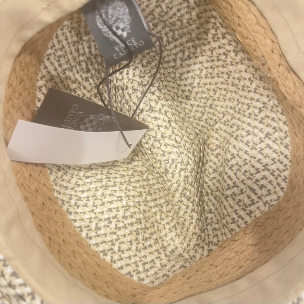 Vince Camuto Cream and Tan Woven Hat